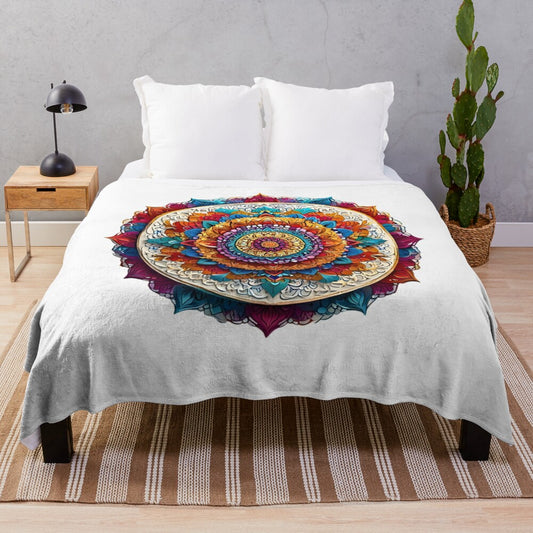 Mandala art plush blanket featuring intricate patterns and spiritual design