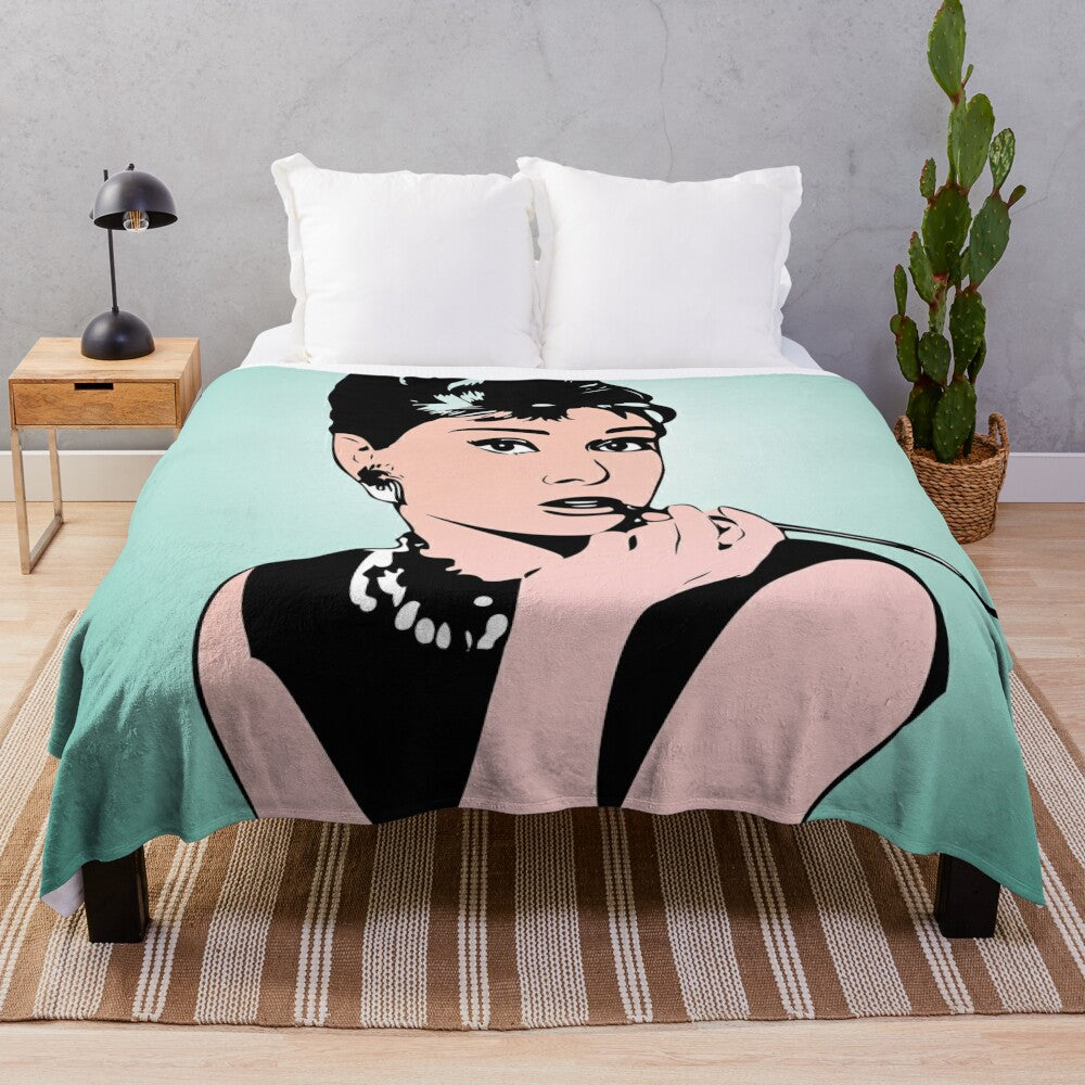 Audrey Hepburn Pop Art Plush Blanket