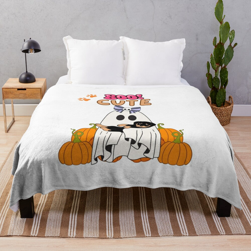 Cute ghost and puppy plush blanket for Halloween