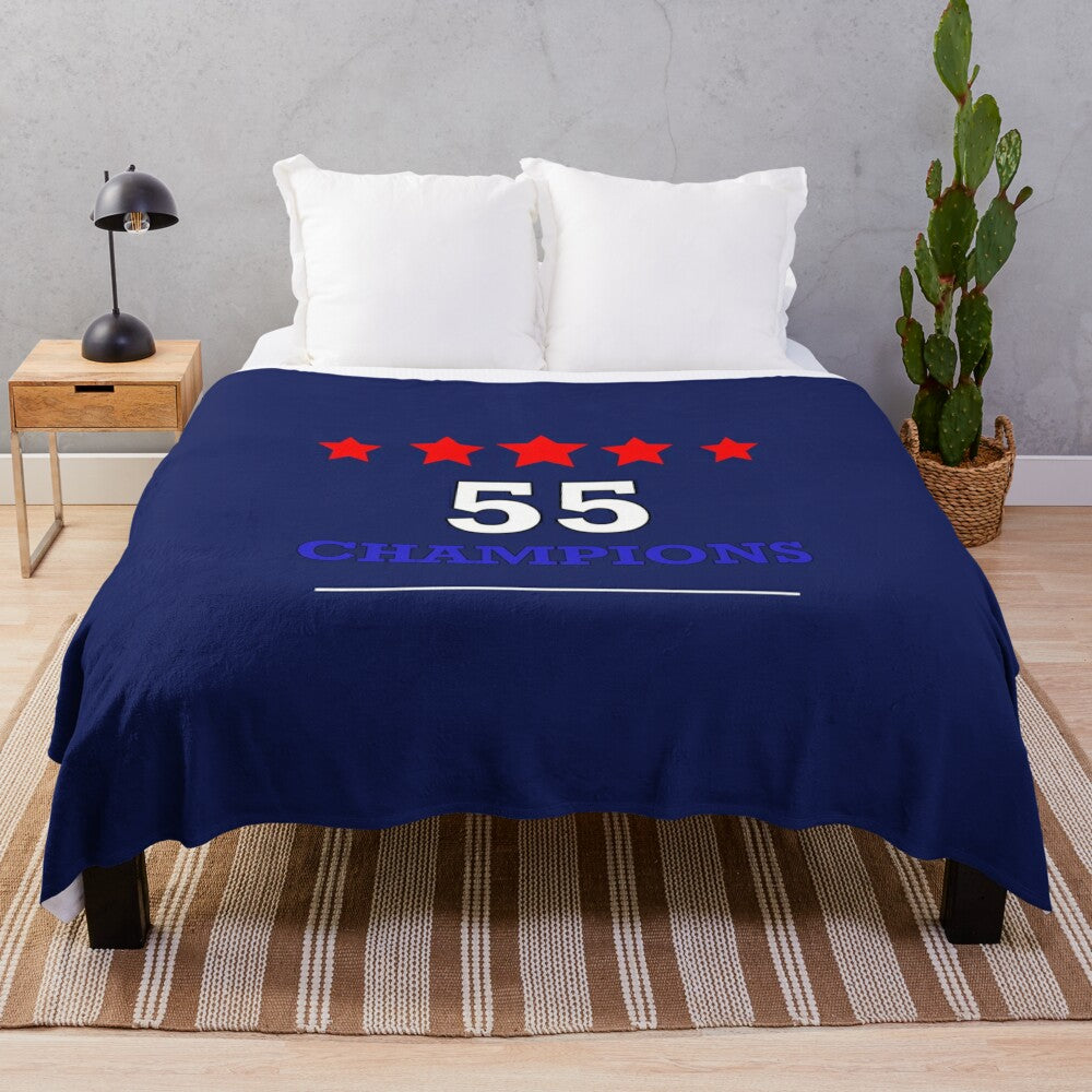 Glasgow Rangers 55 Champions Plush Blanket Throw Over Cover