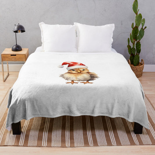 Soft and cozy Christmas chicken plush blanket