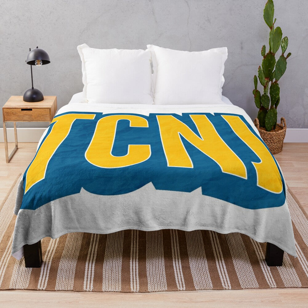 TCNJ Blue and Gold Arch Design Plush Blanket