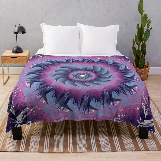 Vibrant and trendy designer's plush blanket with nature-inspired pattern