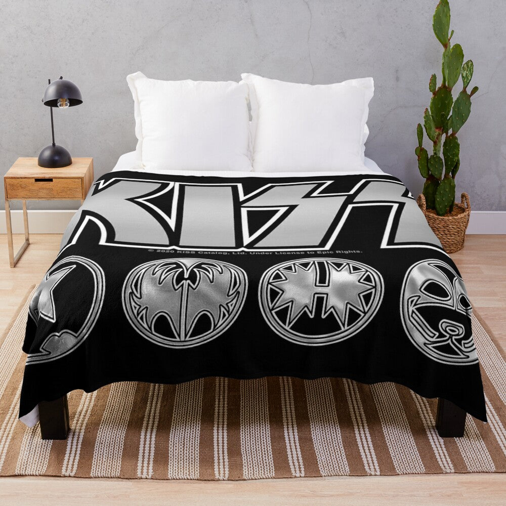 KISS Logo Silver V3 Starchild Demon Spaceman Catman Plush Blanket