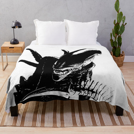 Xeno plush blanket featuring extraterrestrial creature design