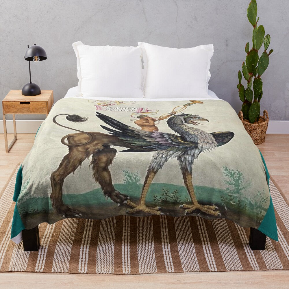 Gryphon Rider Medieval Bestiary Plush Blanket