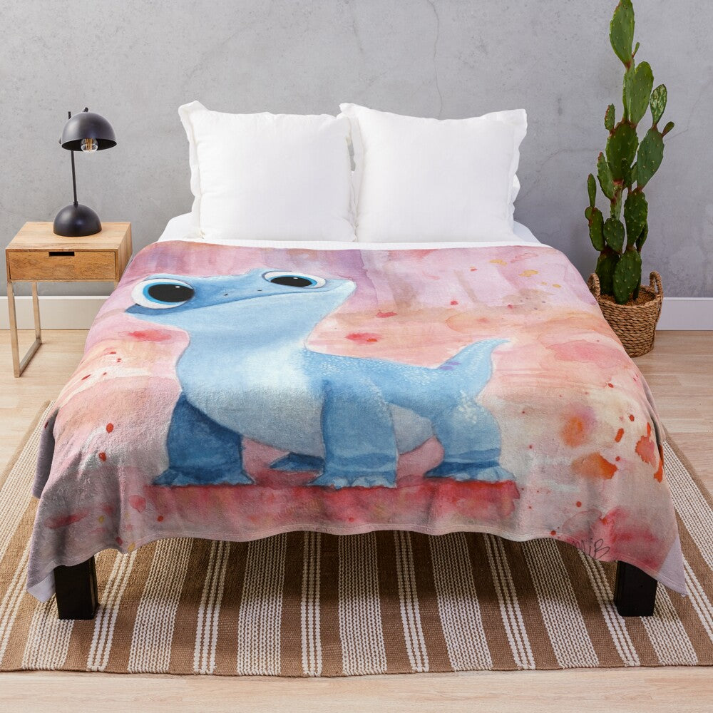 Watercolor fire salamander plush blanket