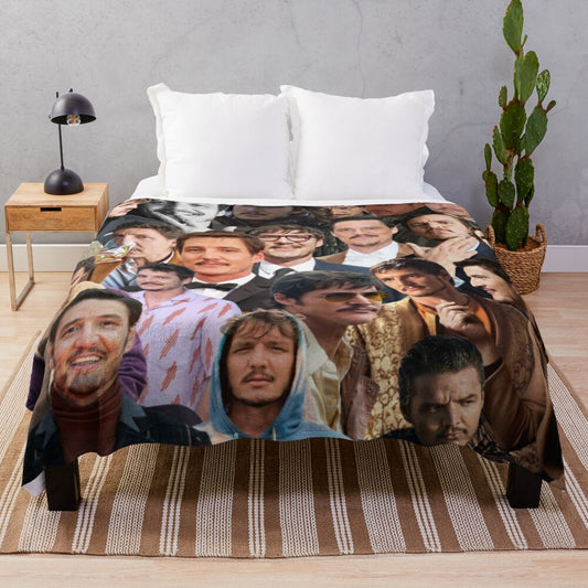 Pedro Pascal Photo Collage Plush Blanket