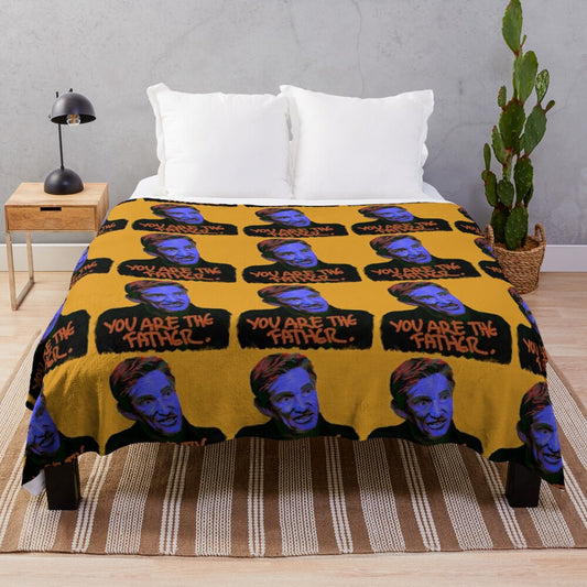 "Maury Povich inspired plush blanket featuring pop art design"