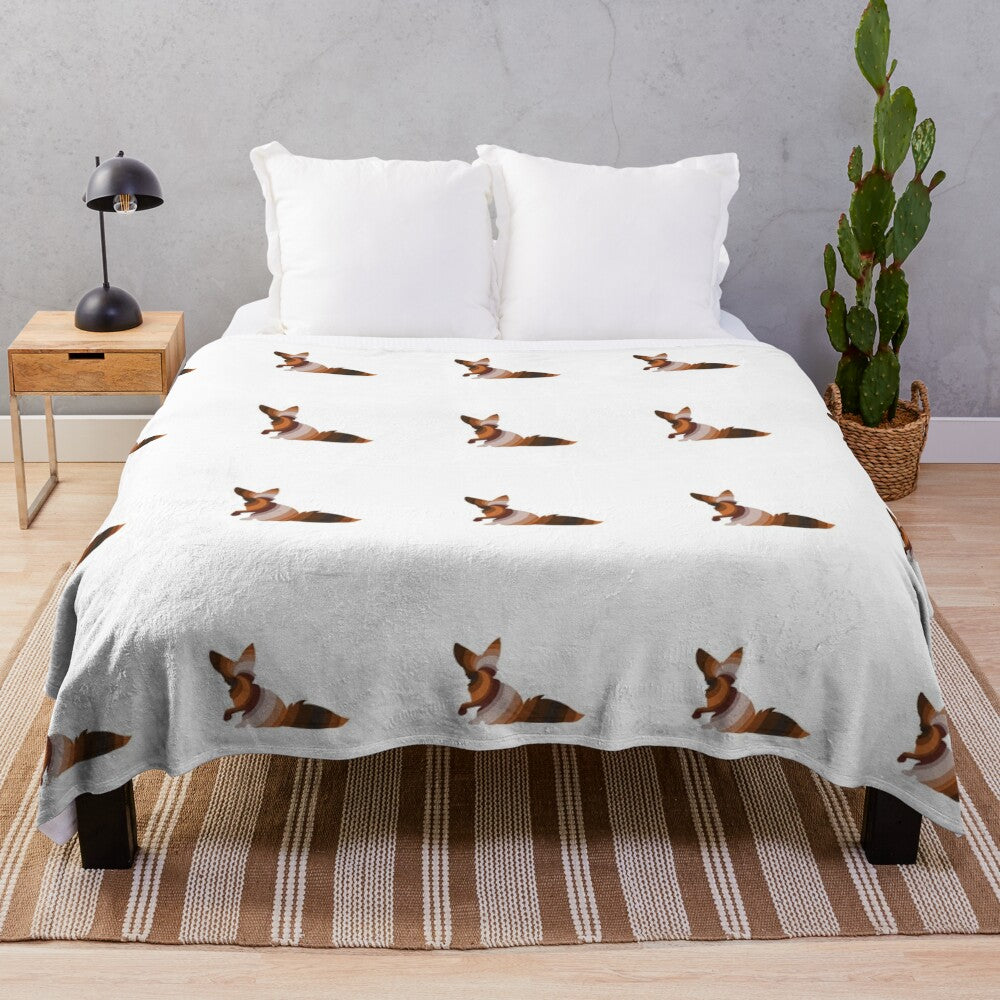 Plush blanket featuring a whimsical fox design inspired by legendary animal artwork