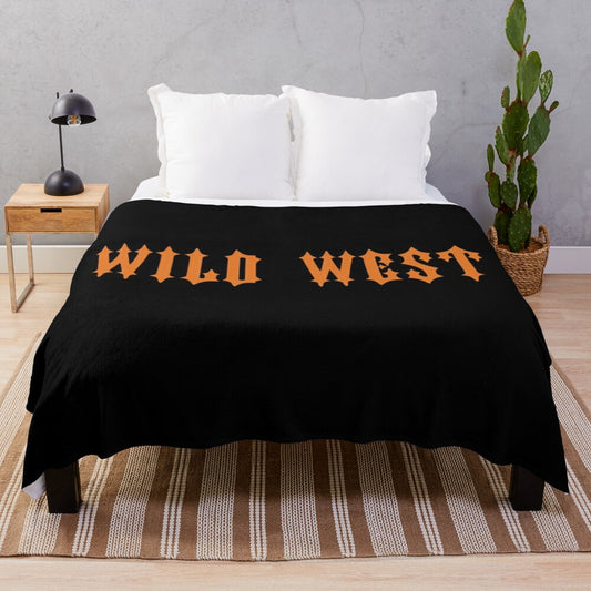 Trapstar-inspired plush blanket with wild west theme