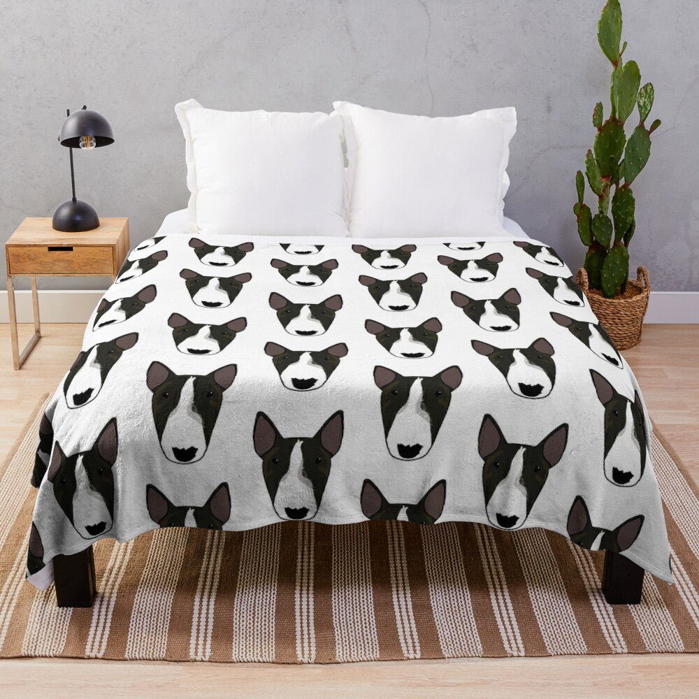 Uschi Plush Blanket with Bull Terrier Design