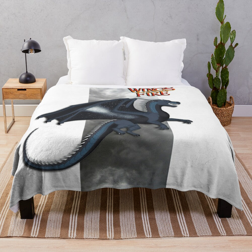 Nightwing inspired dragon plush blanket featuring characters from the Wings of Fire series