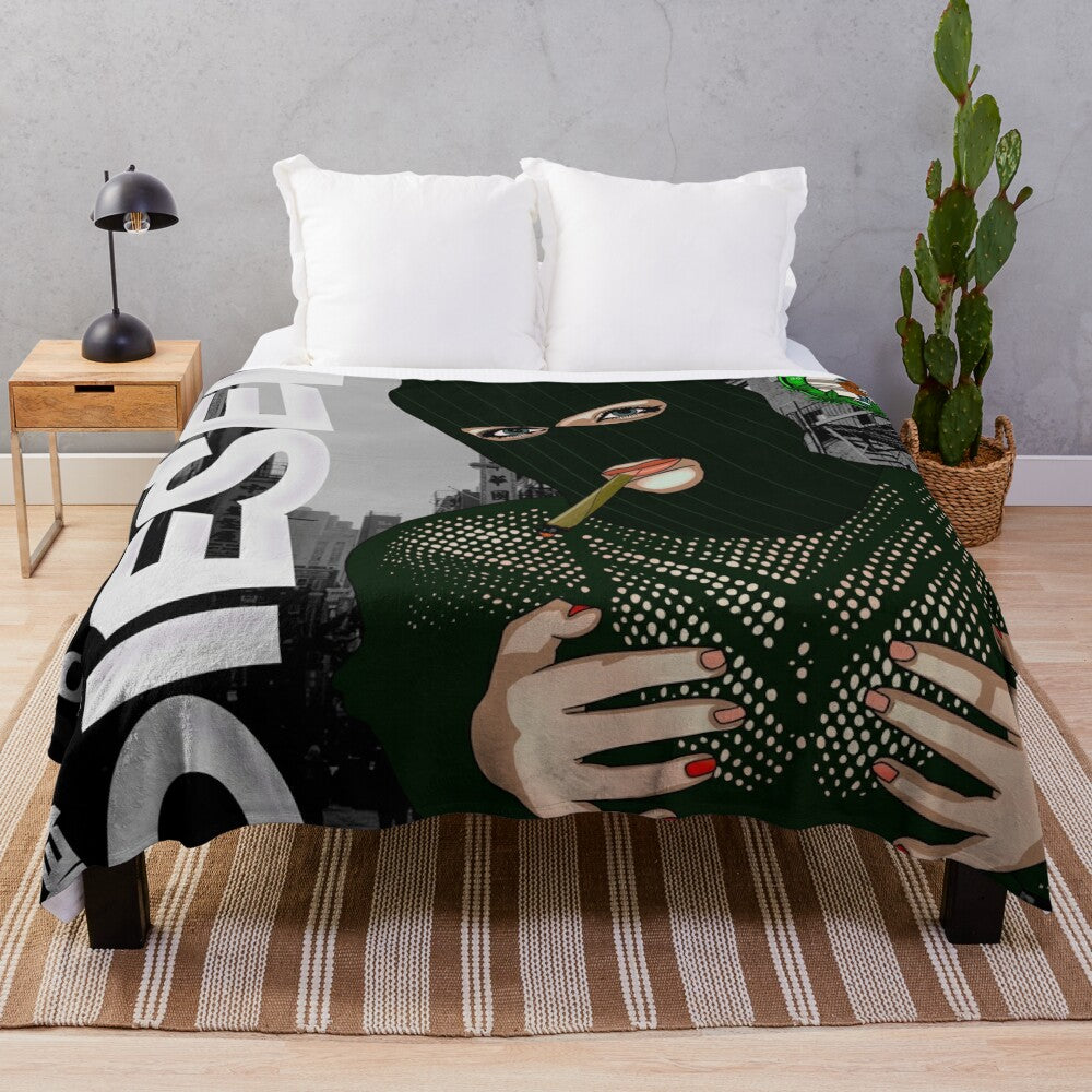 New York Diesel cannabis strain inspired plush blanket with bold marijuana leaf graphic