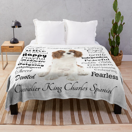 Soft and cuddly plush blanket featuring the adorable Cavalier King Charles Spaniel breed