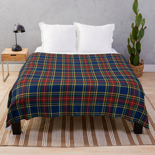 Clan MacBeth tartan plush blanket with soft, cozy fabric