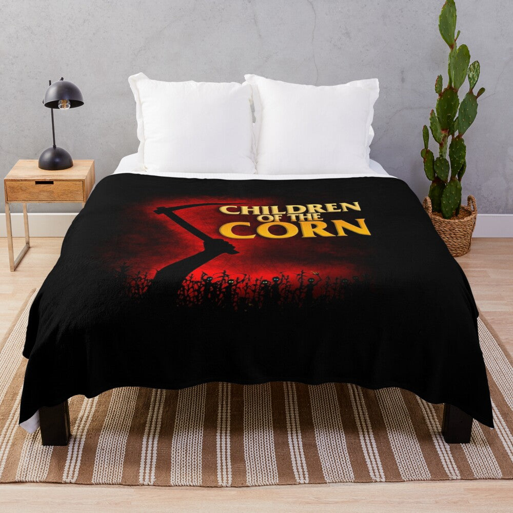 Children of the Corn inspired plush blanket with corn field design