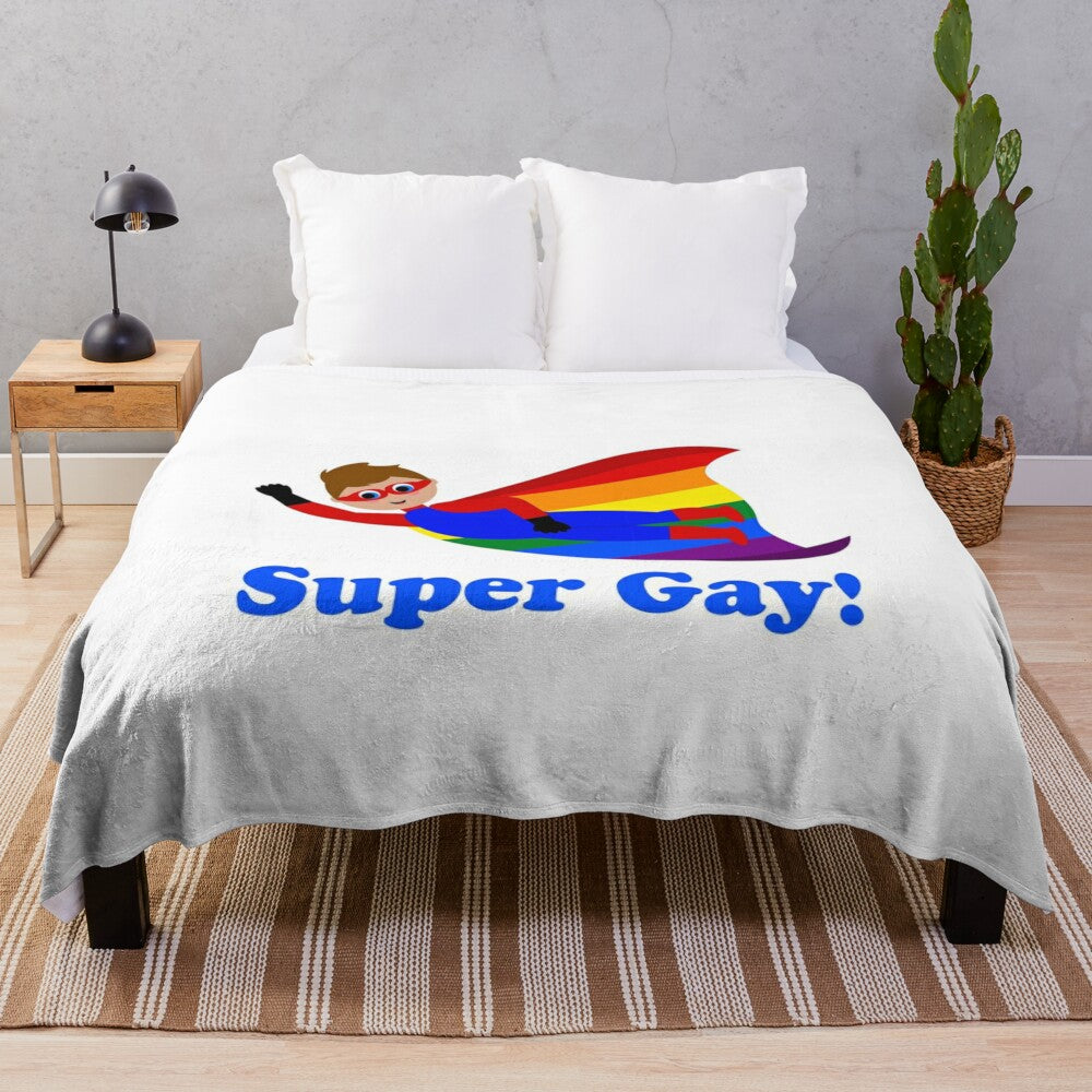 Colorful LGBTQ pride plush blanket