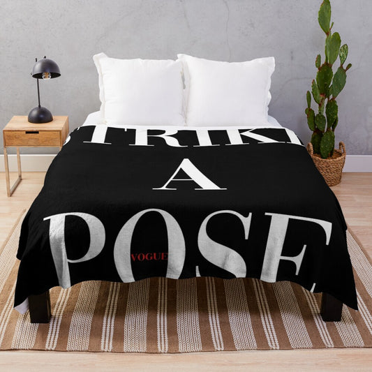 Vogue-inspired plush blanket with a fashionable design