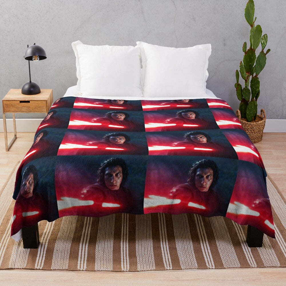 Adam Driver as Kylo Ren in a Star Wars-inspired plush blanket