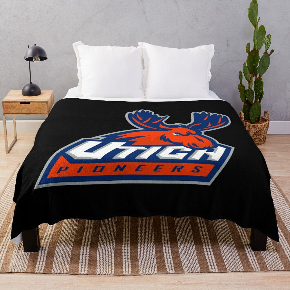 Utica Pioneers-inspired plush college blanket