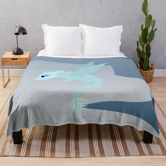 Icewing plush blanket featuring a blue dragon design with spikes