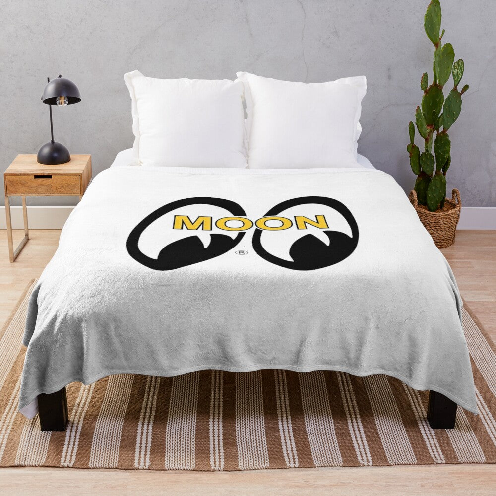 Mooneyes premium plush blanket featuring vintage-inspired mooneyes graphics