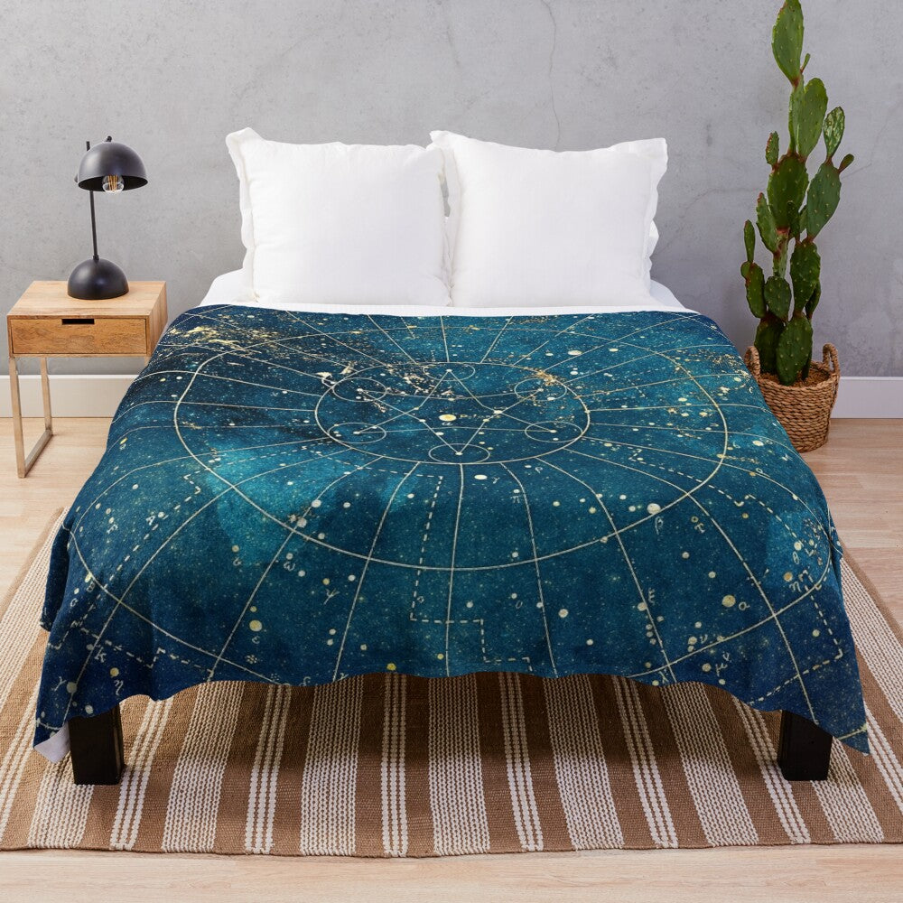 Soft and cozy plush blanket featuring a star map design inspired by city lights