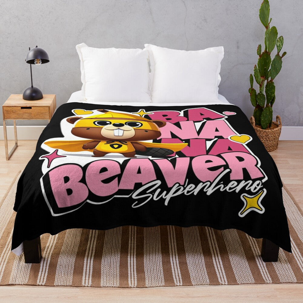 Banana Beaver Superhero Plush Blanket