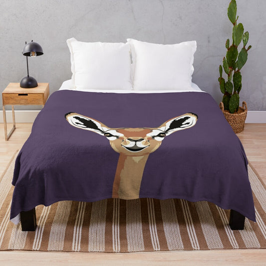 Gerenuk antelope face plush blanket