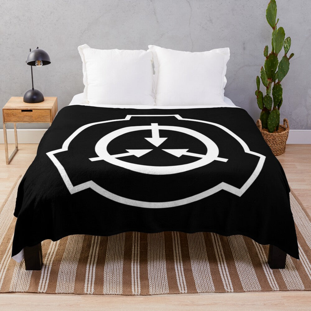 SCP Foundation inspired plush blanket featuring the iconic logo