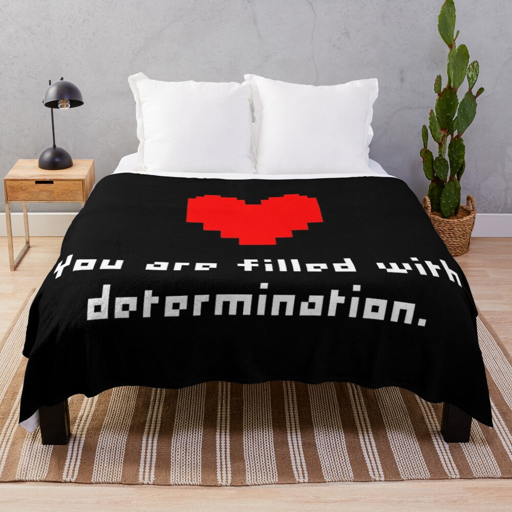 Undertale Plush Blanket with "You Are Filled With Determination" Design