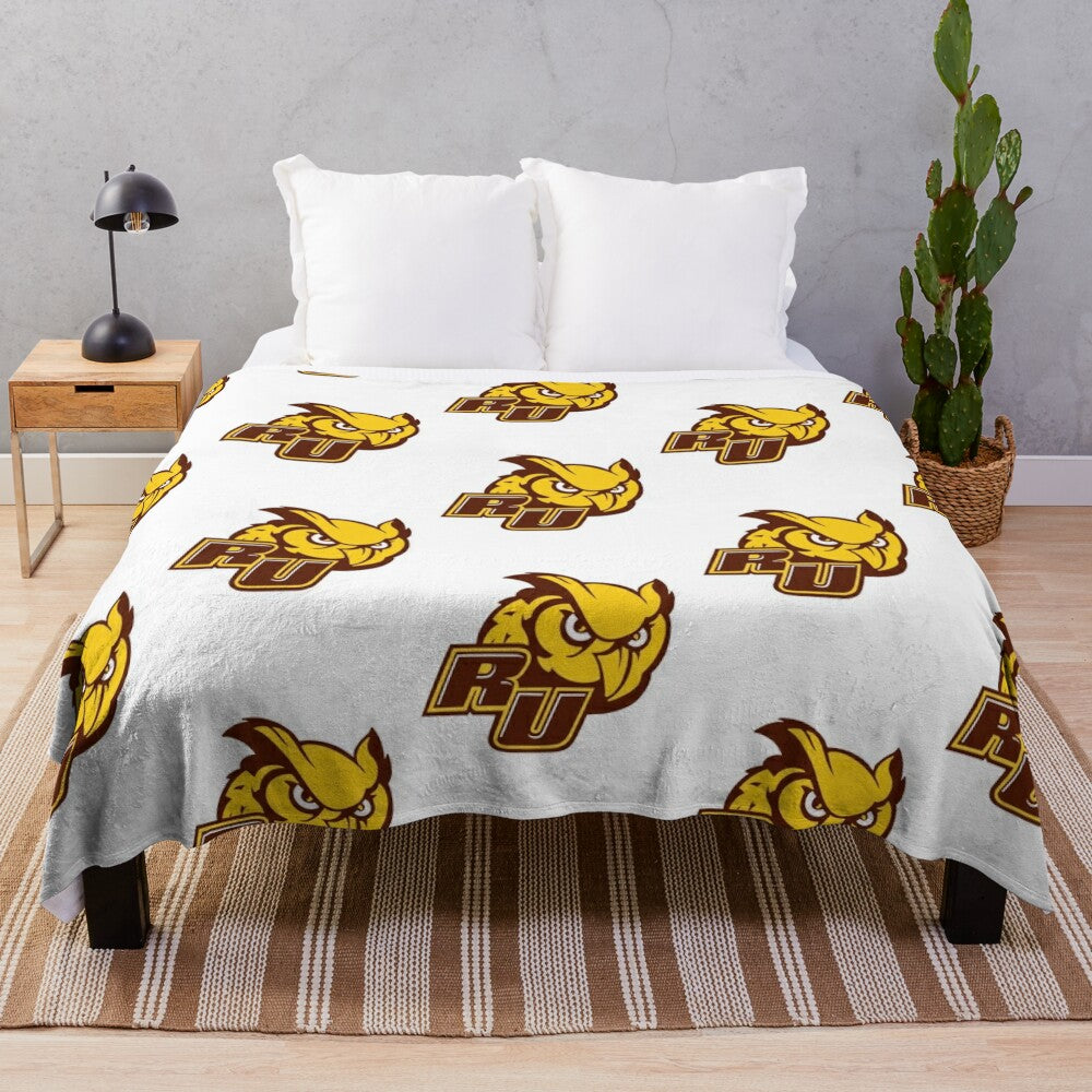 Rowan University college plush blanket with university logo