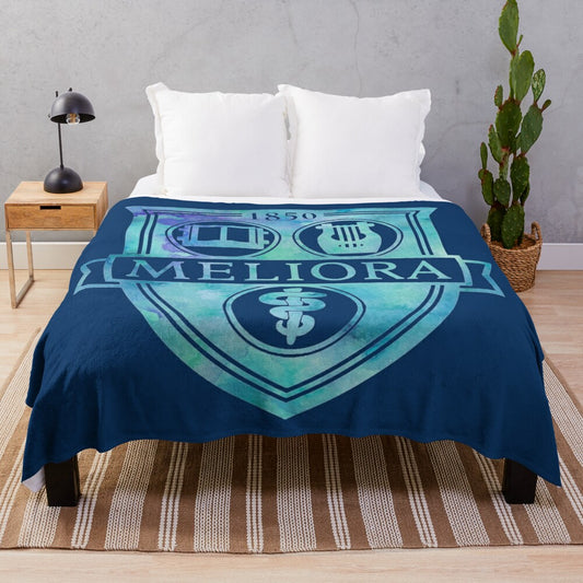 University of Rochester Meliora Blue Watercolor Plush Blanket