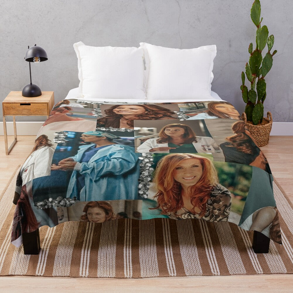 Addison Montgomery themed plush blanket with collage design