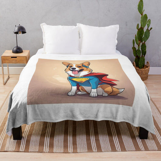 Corgi Superhero Plush Blanket