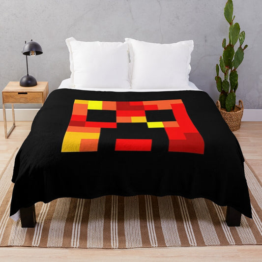 Pixel Art Fire Skin Plush Blanket