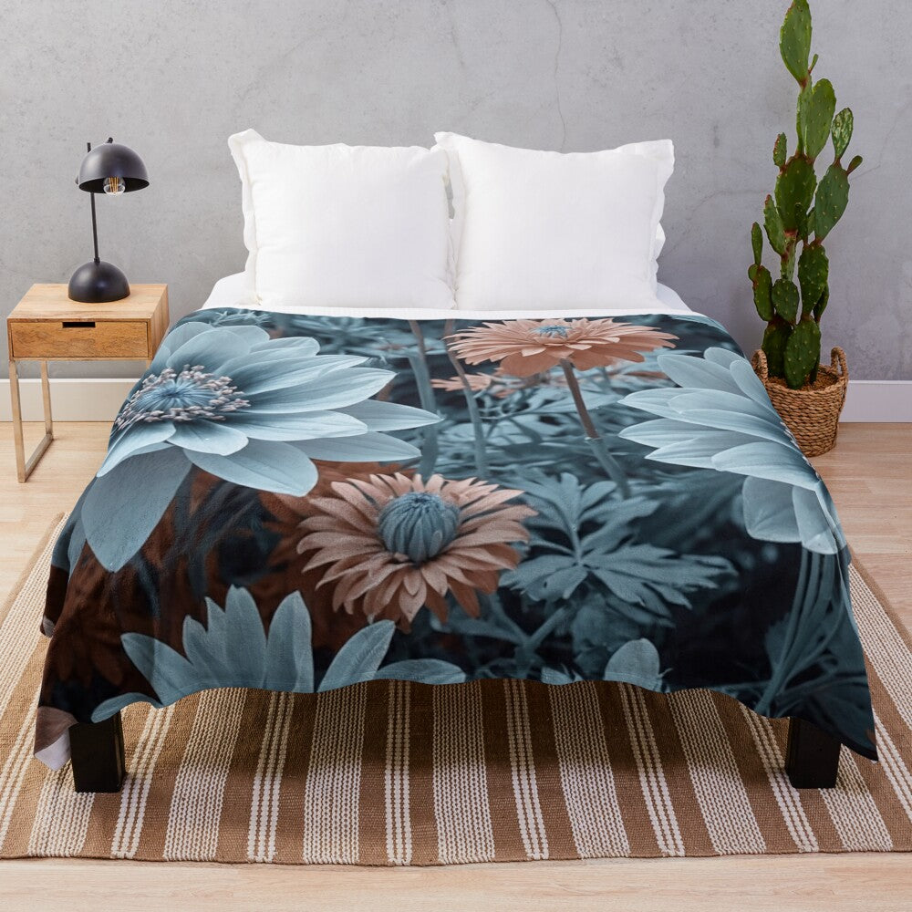 Floral plush blanket with a beautiful botanical design