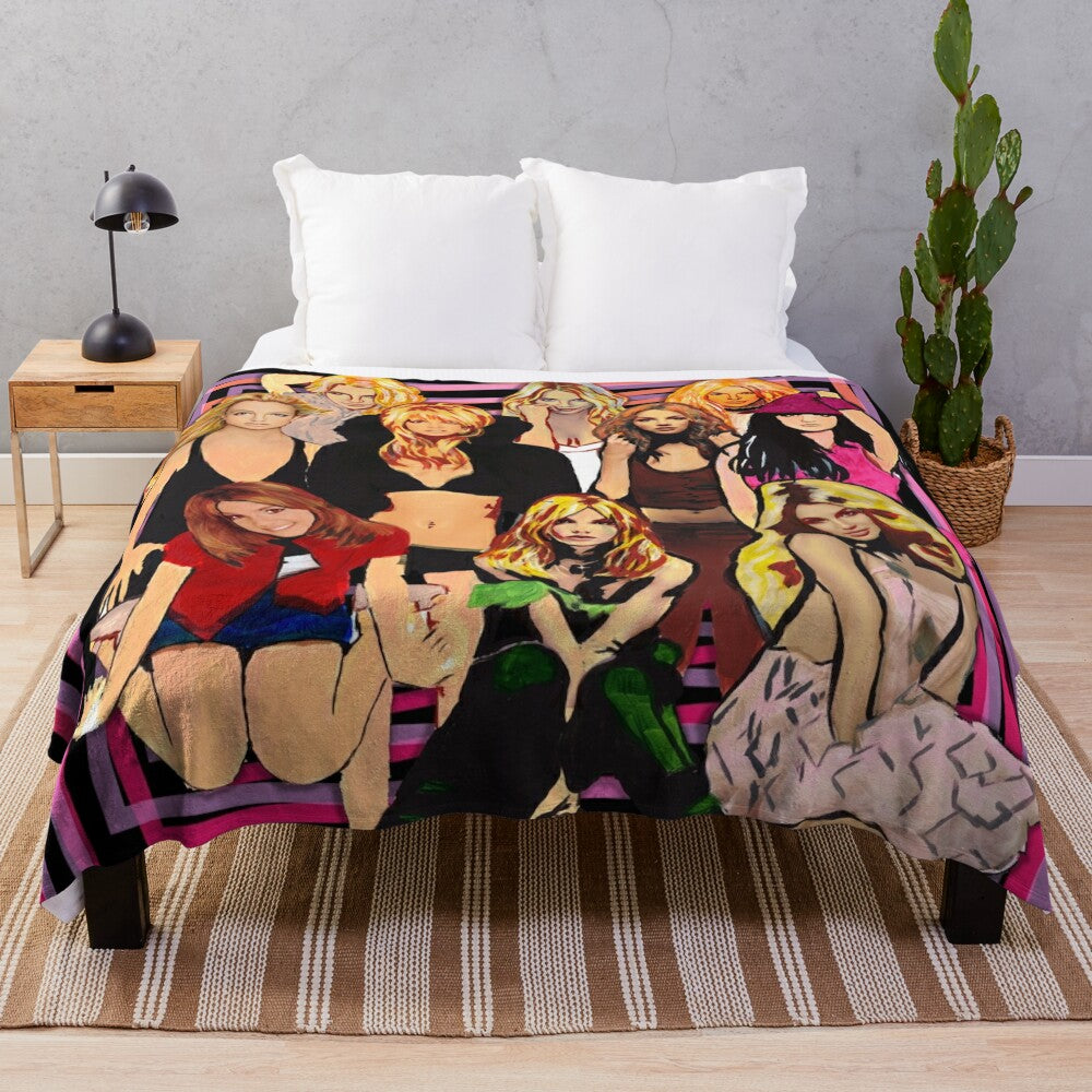 Plush blanket featuring iconic album covers from pop music's greatest hits