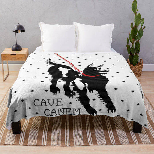 Plush Roman-inspired blanket with cave art design