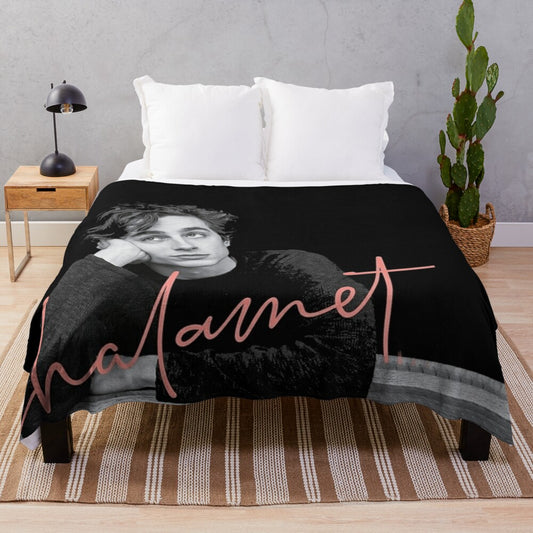 Timothée Chalamet inspired plush blanket featuring a collage of images