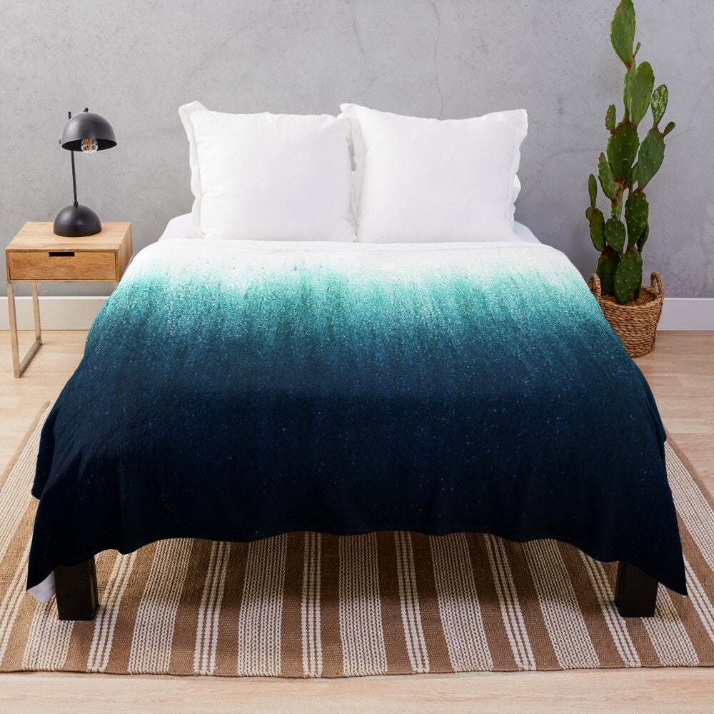 Teal ombre plush blanket