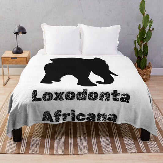 Realistic African elephant plush blanket for animal lovers