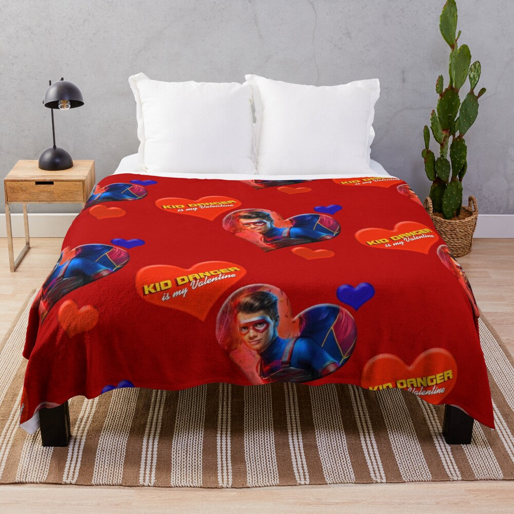 Valentines graphic plush blanket featuring Henry Danger and Kid Danger characters