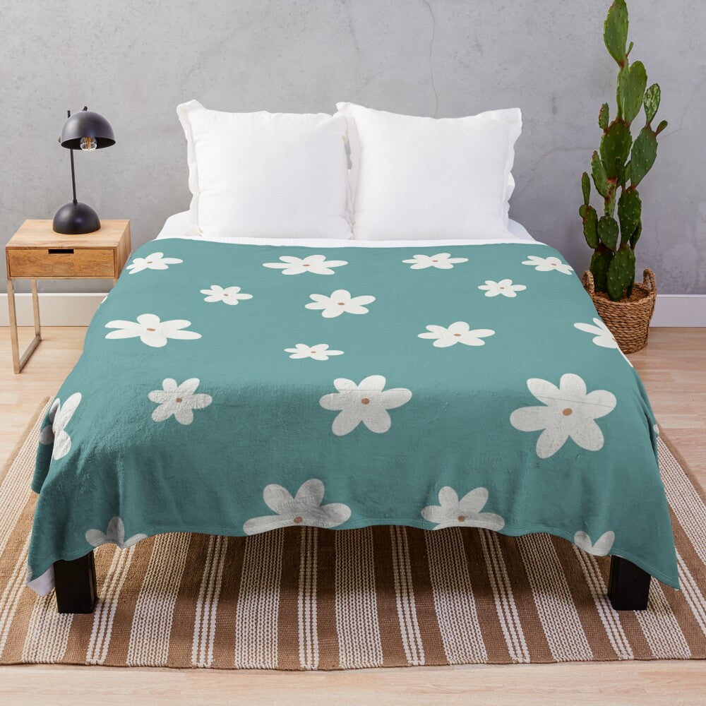 Colorful floral plush blanket with spring flowers