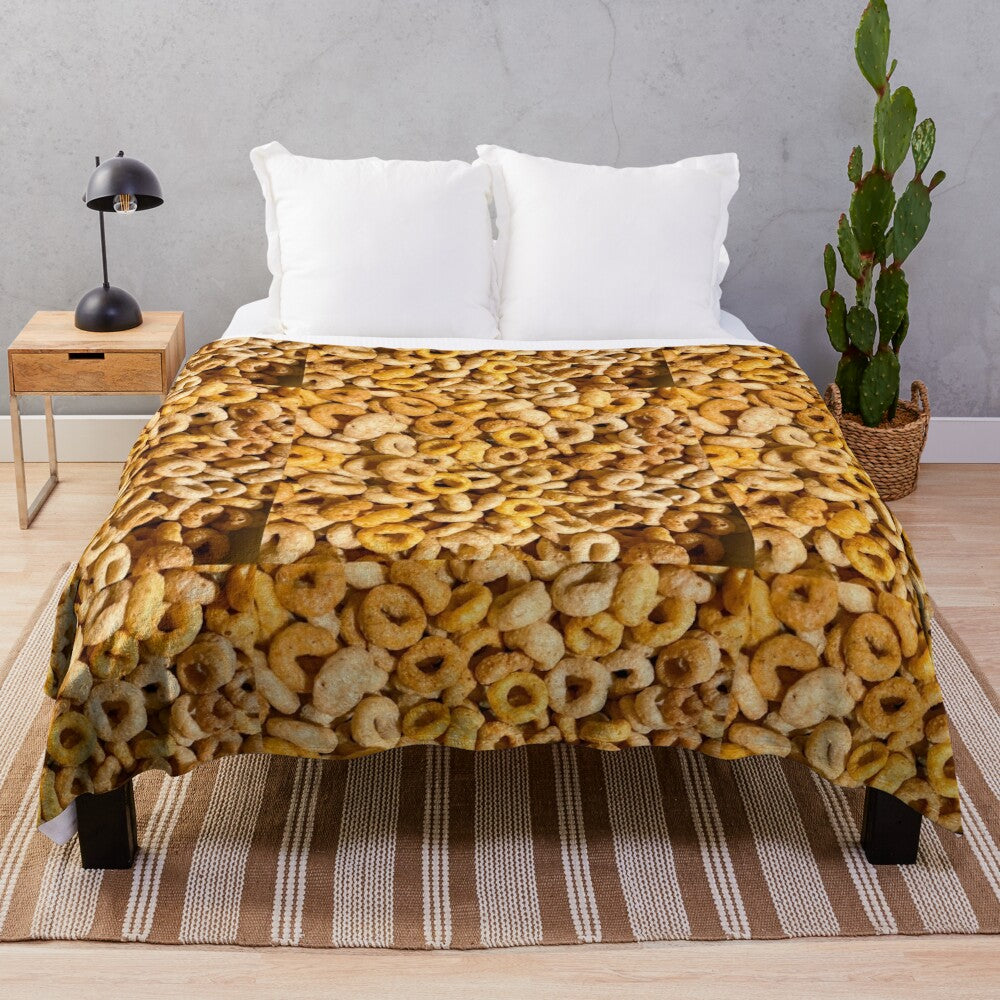 Realistic Cheerios plush blanket with a cheerful, comfortable design