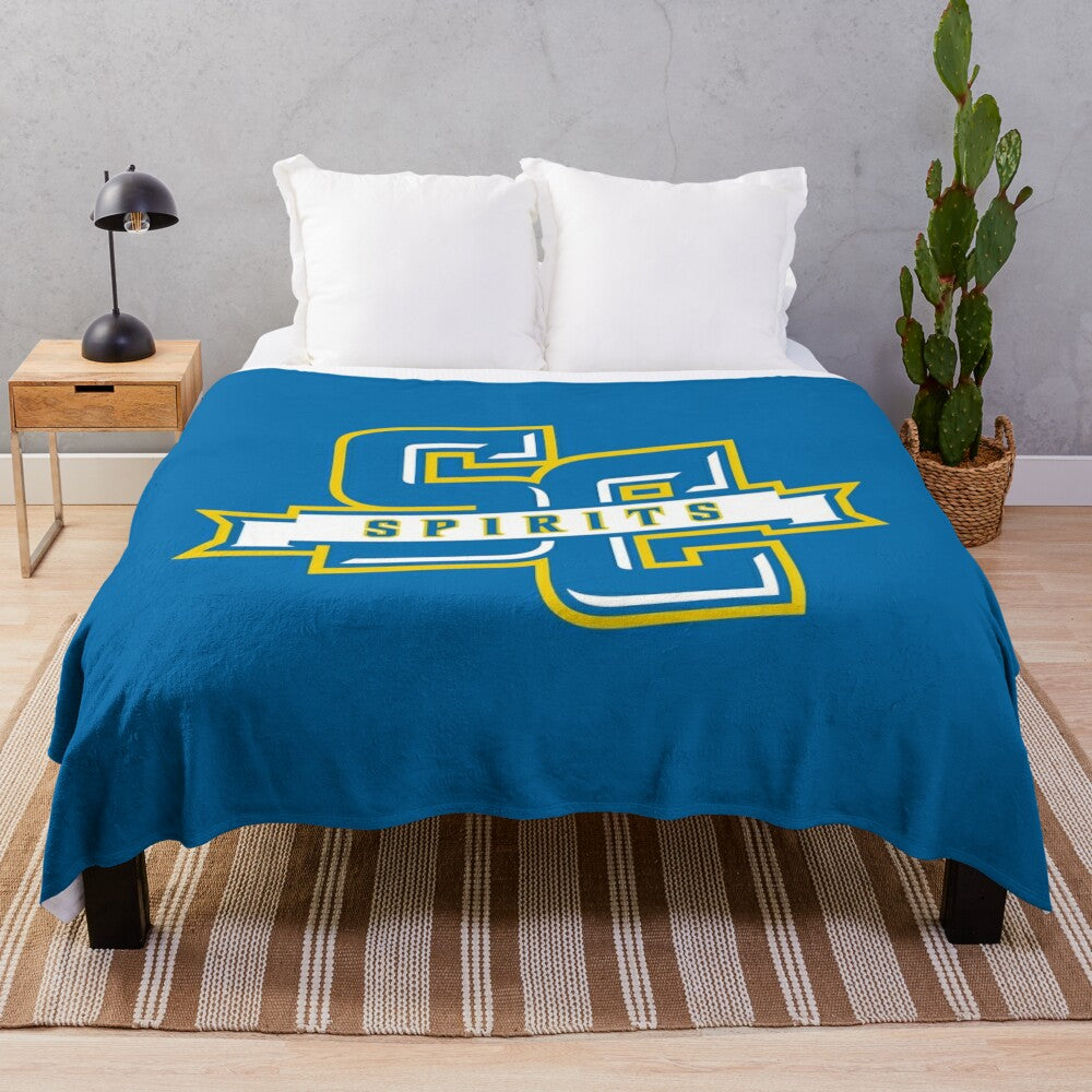 Salem College Plush Blanket with Ice Hockey Design