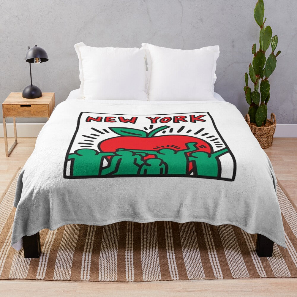 Colorful pop art plush blanket with abstract graffiti-style design