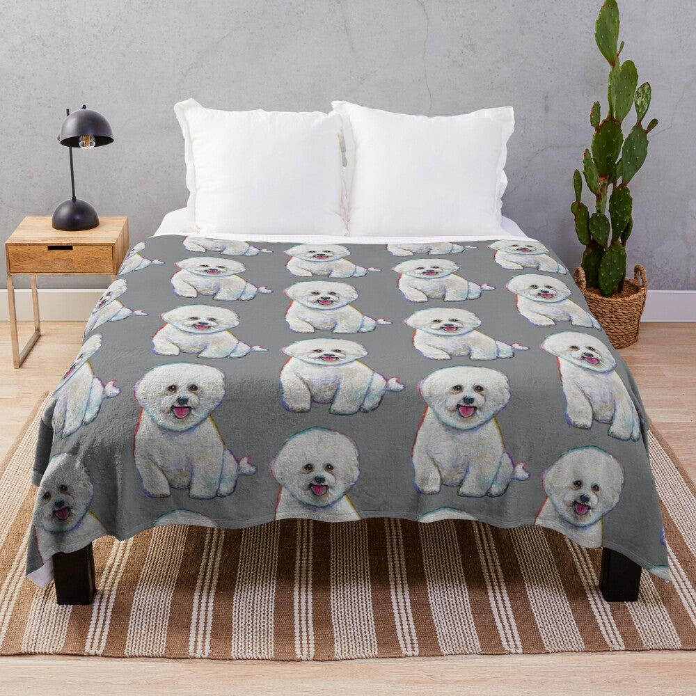 Soft and cuddly bichon frise plush blanket