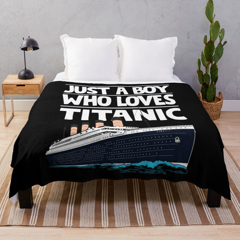 Plush blanket featuring the iconic RMS Titanic ship